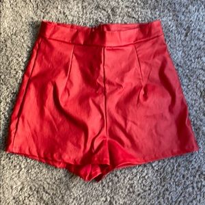Pleather red shorts